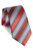 Men's Ermenegildo Zegna Stripe Silk & Cotton Tie, Size - Red