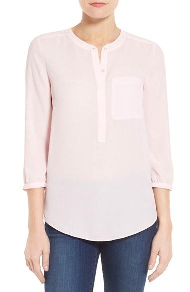 Petite Women's Nydj Henley Blouse P - White