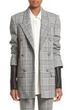 Women's Alexander Wang Leather Sleeve Check Blazer