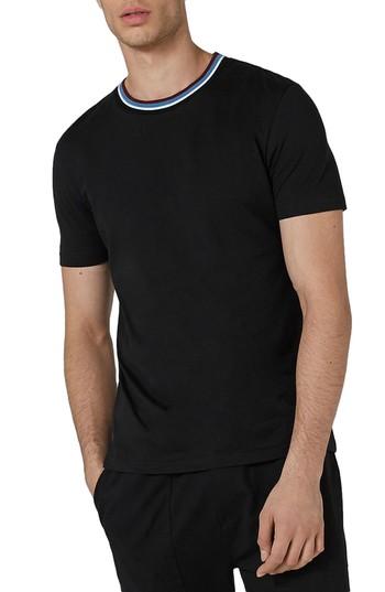Men's Topman Stripe Tipped Ringer T-shirt - Black
