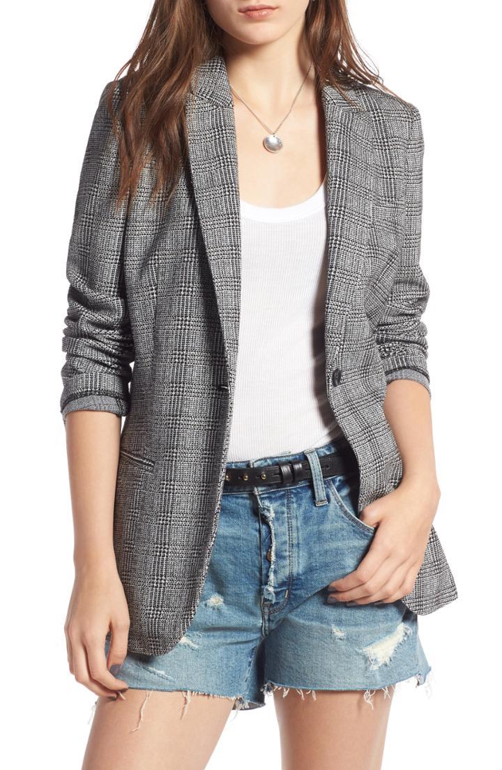Women's Treasure & Bond Glen Plaid Blazer, Size - Black