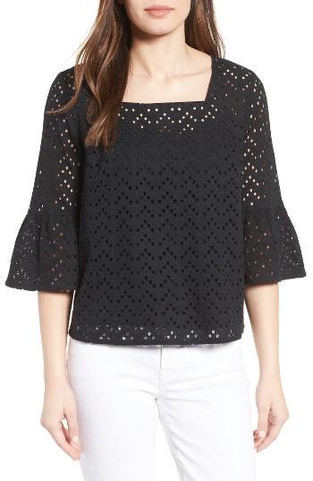 Women's Halogen Eyelet Bell Sleeve Top