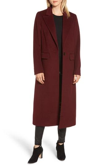 Women's Avec Les Filles Wool Blend Menswear Coat - Burgundy