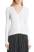 Women's Vince Ribbed Lettuce Cuff Cotton Cardigan - White