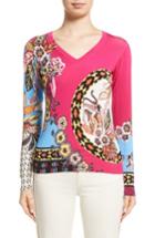 Women's Etro Animal Jungle Stretch Silk Sweater Us / 38 It - Pink