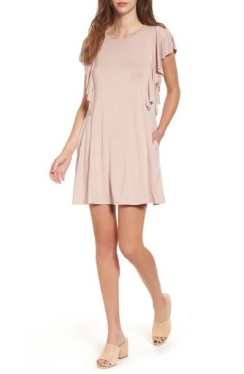 Women's Socialite Ruffle Sleeve T-shirt Dress - Pink