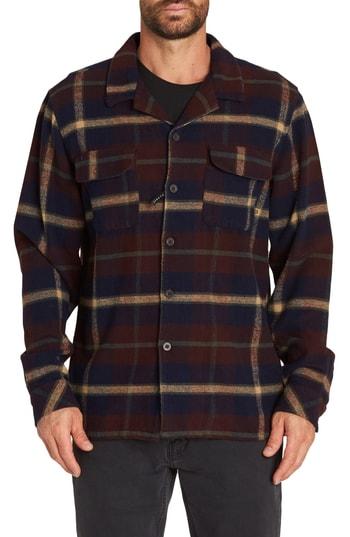 Men's Billabong The Point Plaid Flannel Shirt Jacket - Blue