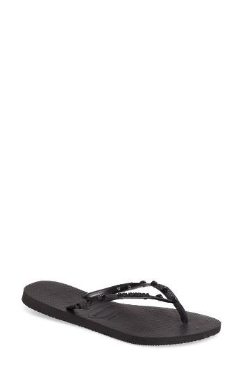 Women's Havaianas 'slim Hardware' Flip Flop /36 Br - Black