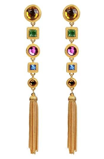 Women's Ben-amun Multicolor Crystal Long Drop Clip Earrings