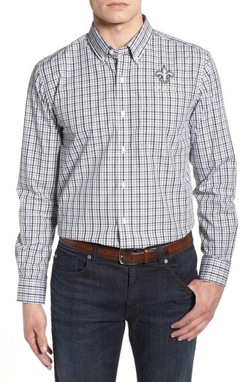 Men's Cutter & Buck New Orleans Saints - Gilman Regular Fit Plaid Sport Shirt - Black