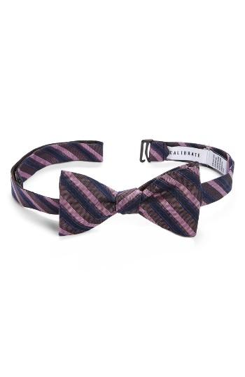 Men's Calibrate Stripe Silk Bow Tie, Size - Pink