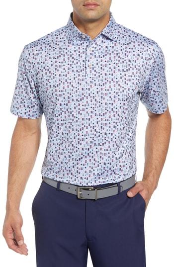 Men's Peter Millar Crown Sport Rowan Brewers Print Performance Jersey Polo - Blue