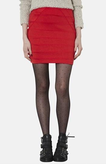 Topshop Seamed Bandage Miniskirt Red