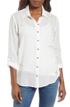 Women's Wit & Wisdom Embroidered Button Down Shirt - White