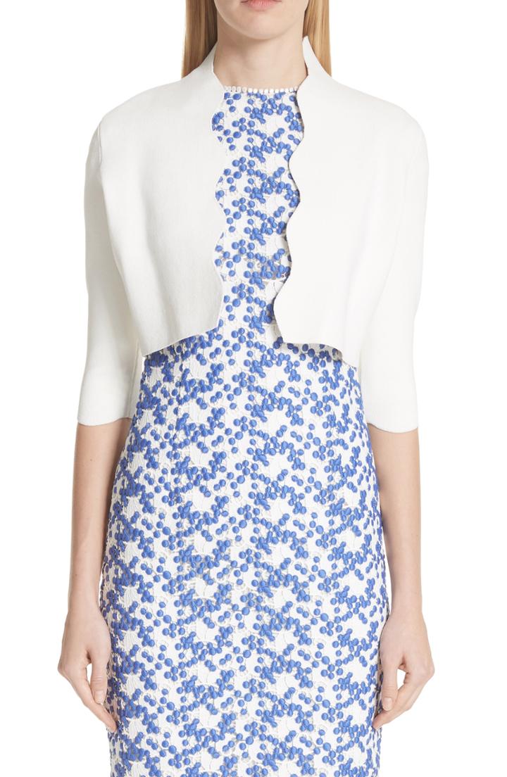 Women's Lela Rose Scallop Trim Knit Bolero