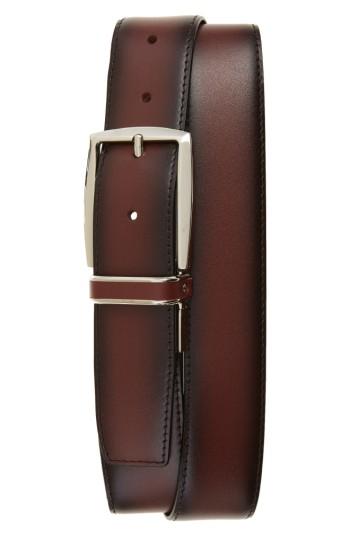 Men's Canali Reversible Belt - Burgundy
