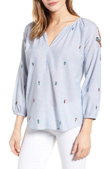 Women's Velvet By Graham & Spencer Embellished Stripe Cotton Top