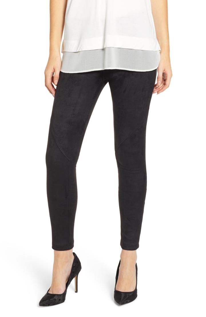 Women's David Lerner Bergen Seamed Faux Suede Leggings - Black