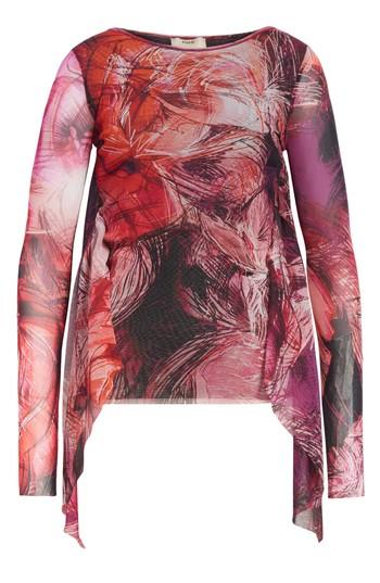 Women's Fuzzi Print Tulle Tie Waist Top - Pink