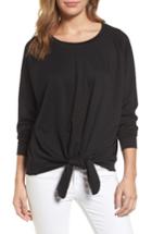 Women's Caslon Tie Front Sweatshirt - Black