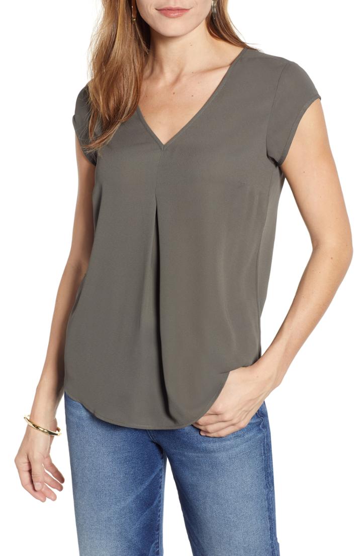 Women's Halogen Double V Top - Grey