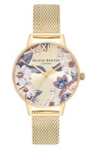 Women's Olivia Burton Bejeweled Floral Mesh Strap Watch, 30mm