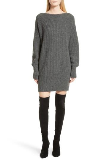Women's Theory Nimbus Wool Ribbed Cocoon Dress, Size - Grey