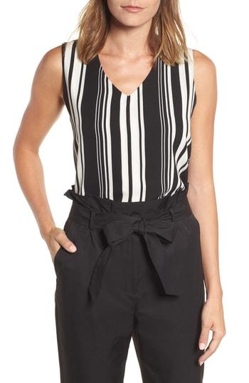 Women's Halogen V-neck Shell & Petite), Size Medium - Black