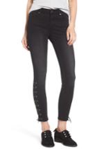 Women's Vigoss Lace-up Distressed Skinny Jeans - Black