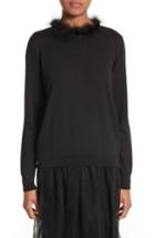 Women's Simone Rocha Teddy Open Back Sweater With Feather Trim
