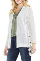 Women's Vince Camuto Pointelle Side Lace-up Cardigan, Size - White