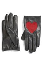 Women's Fownes Brothers Heart Leather Gloves - Black