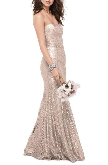 Women's Wtoo Talisa Sequin Mesh Strapless Gown - Beige