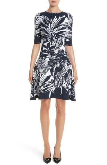 Women's Oscar De La Renta Jungle Intarsia Knit Dress