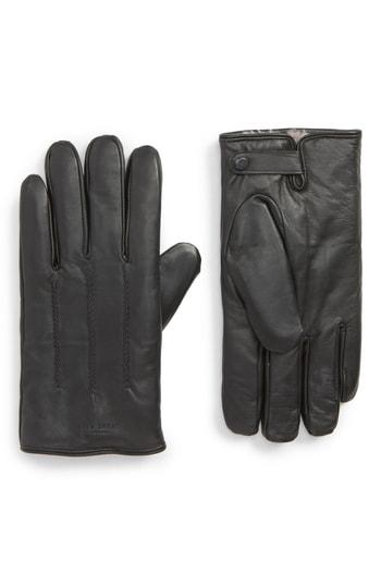 Men's Ted Baker London Leather Gloves - Black