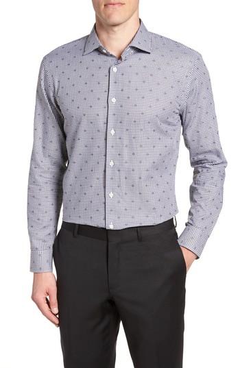 Men's John W. Nordstrom Trim Fit Check Dress Shirt .5 - Grey