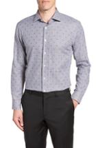 Men's John W. Nordstrom Trim Fit Check Dress Shirt .5 - Grey