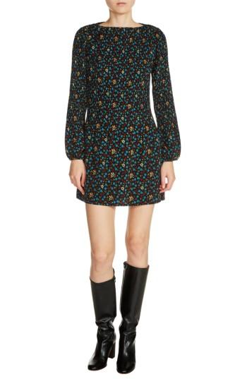 Women's Maje Floral Print Pleat Dress - Blue