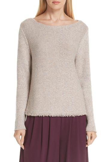 Women's Eileen Fisher Fringe Hem Sweater - Beige
