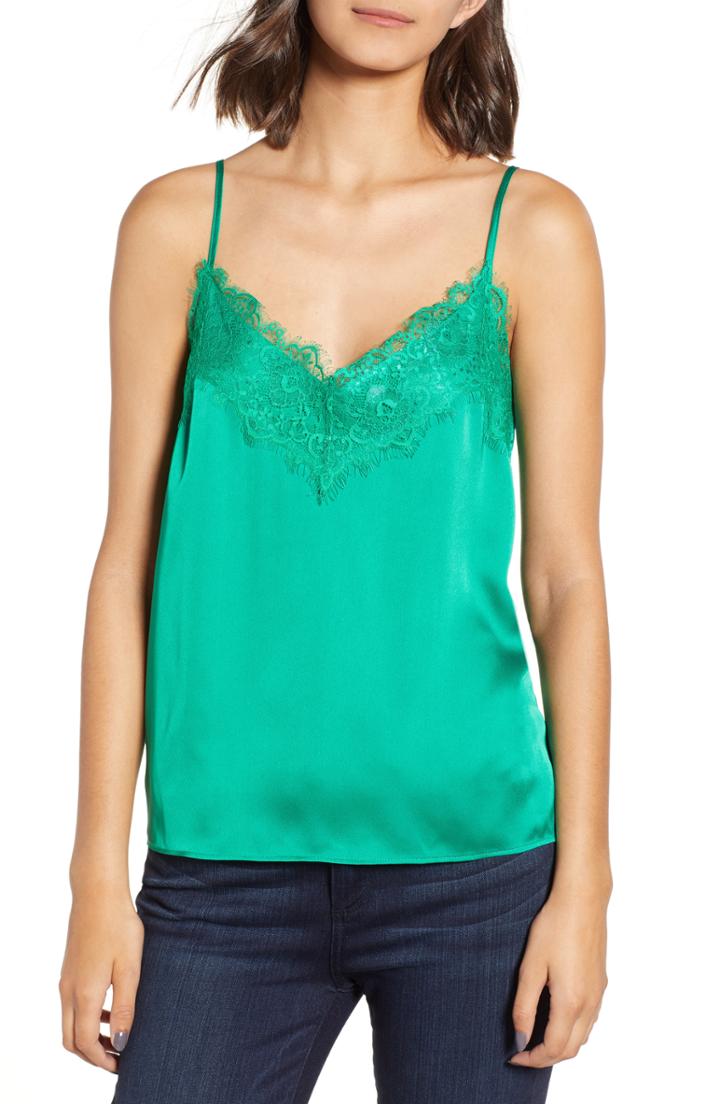 Women's Heartloom Andra Satin Lace Trim Camisole - Green