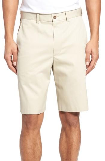 Men's Nordstrom Men's Shop Flat Front Supima Cotton Shorts - Beige