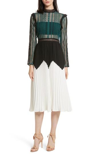 Women's Self-portrait Paneled Lace Midi Dress