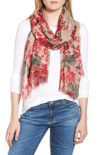 Women's Nordstrom Print Modal & Silk Scarf, Size - Grey
