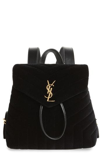 Saint Laurent Small Loulou Velvet Backpack - Black
