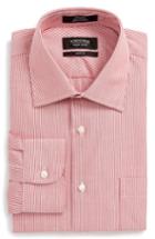 Men's Nordstrom Men's Shop Trim Fit No-iron Stripe Dress Shirt .5 32/33 - Red