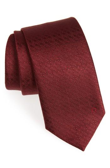 Men's Salvatore Ferragamo Erve Gancini Silk Tie, Size - Red