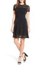 Women's Michael Michael Kors Mesh Combo Fit & Flare Dress - Black