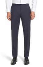 Men's Boss Leenon Classic Fit Plaid Stretch Wool Trousers R - Blue