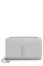 Saint Laurent Medium Kate Calfskin Leather Wallet On A Chain - Metallic