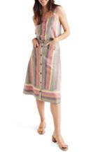Women's Madewell Rainbow Stripe Midi Skirt - Green